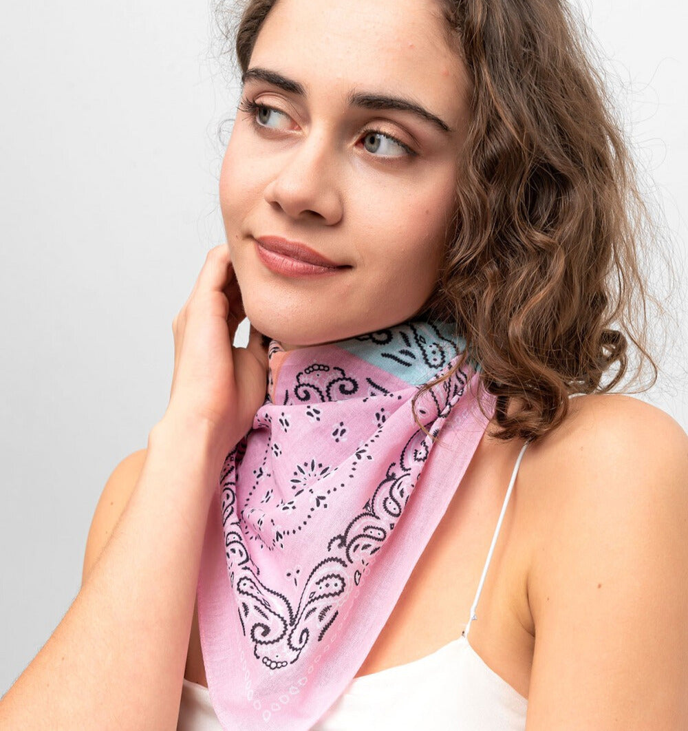 Paisley Pattern Cotton Bandana Scarf |Soft Colours