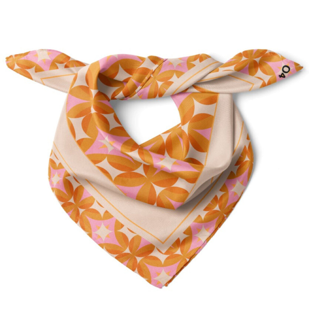 Circle Star Pattern Satin Bandana Scarf |Orange