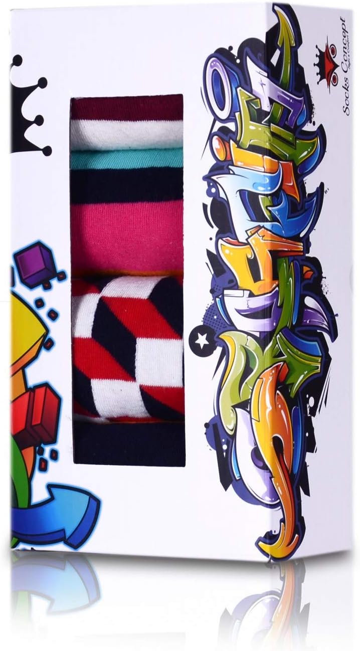 Funky Socks Set of 4 in Gift Box Striped Novelty Socks