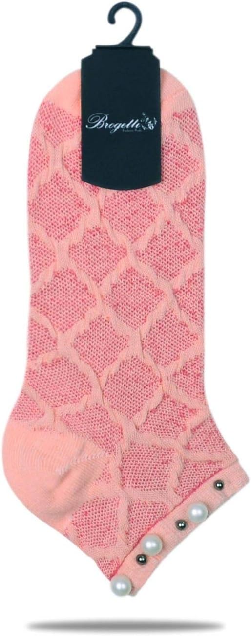 Cuff Adorned with Pearls Ankle Dress Socks Rose Pink