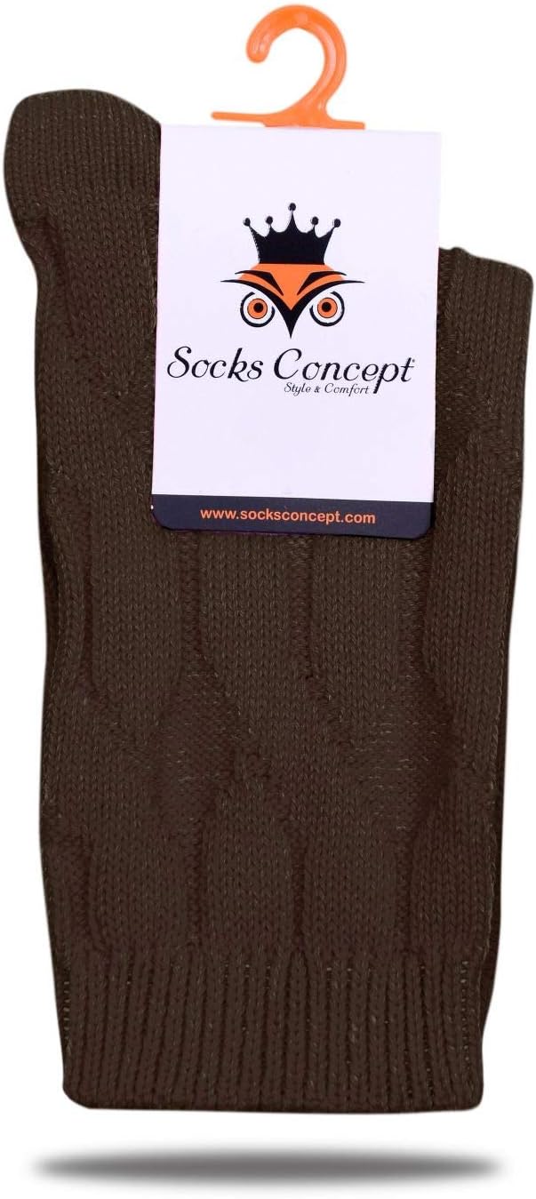 Thick Winter Crew Socks Plain Brown