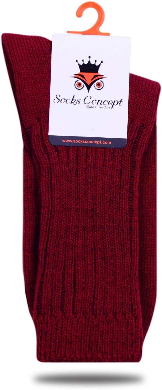 Wool Winter Crew Socks Red