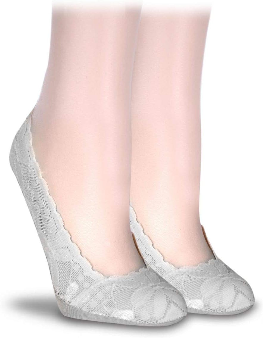 Lacy with Silicone No Show Dress Socks Grey
