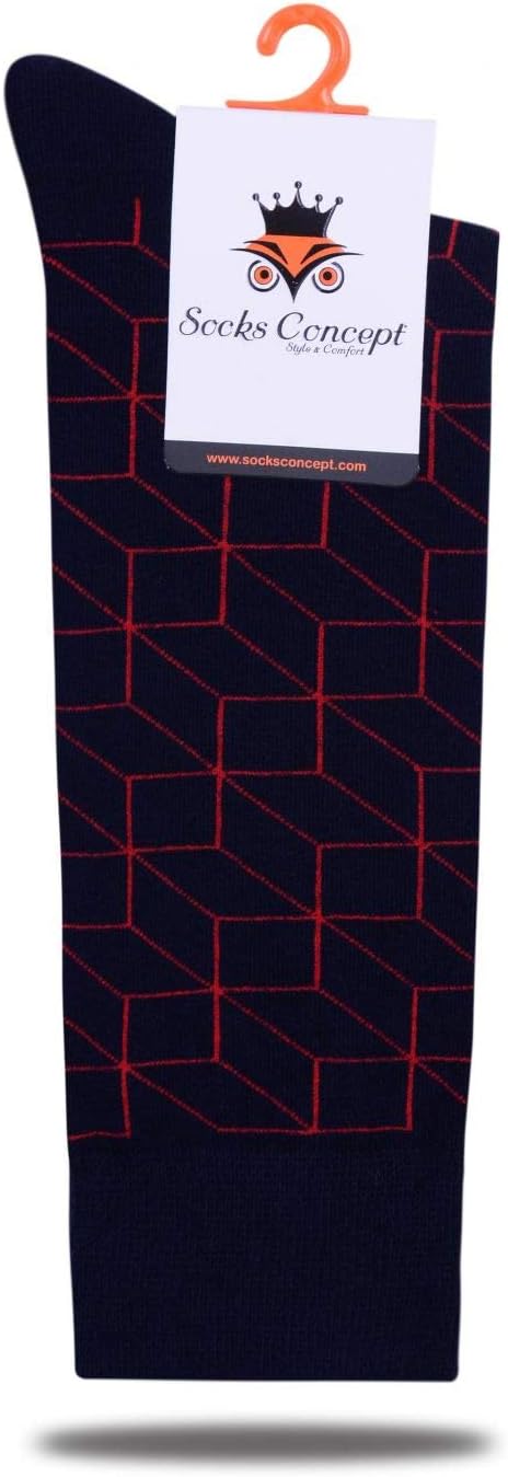 Red Cubes Cotton Ankle Dress Socks