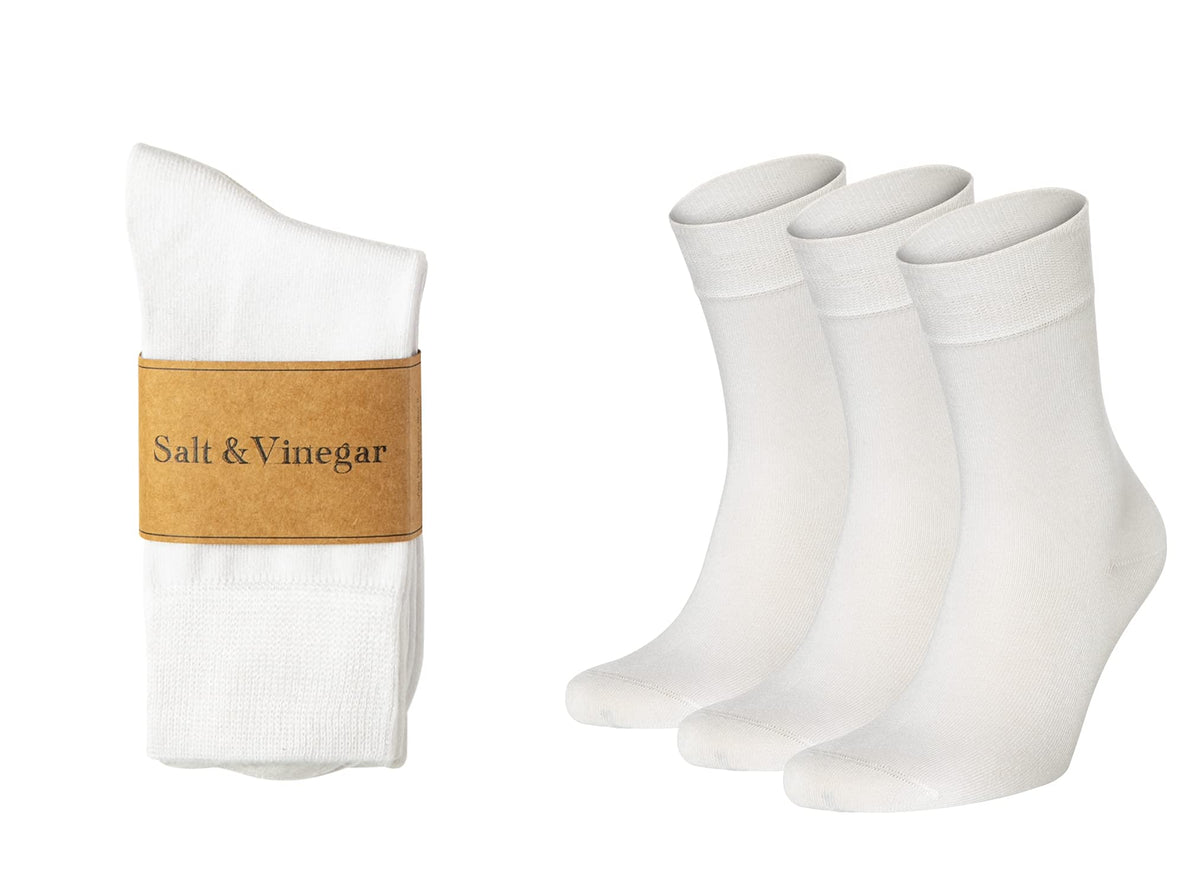 Salt & Vinegar Mens & Womens Bamboo Socks, 3 Pack Dress Socks, Soft Comfy Natural, Seamless Toe, UK Size 4-7 & 7-11