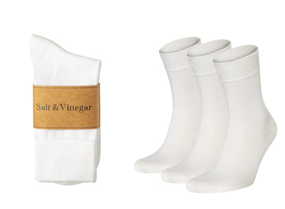 Salt & Vinegar Mens & Womens Bamboo Socks, 3 Pack Dress Socks, Soft Comfy Natural, Seamless Toe, UK Size 4-7 & 7-11