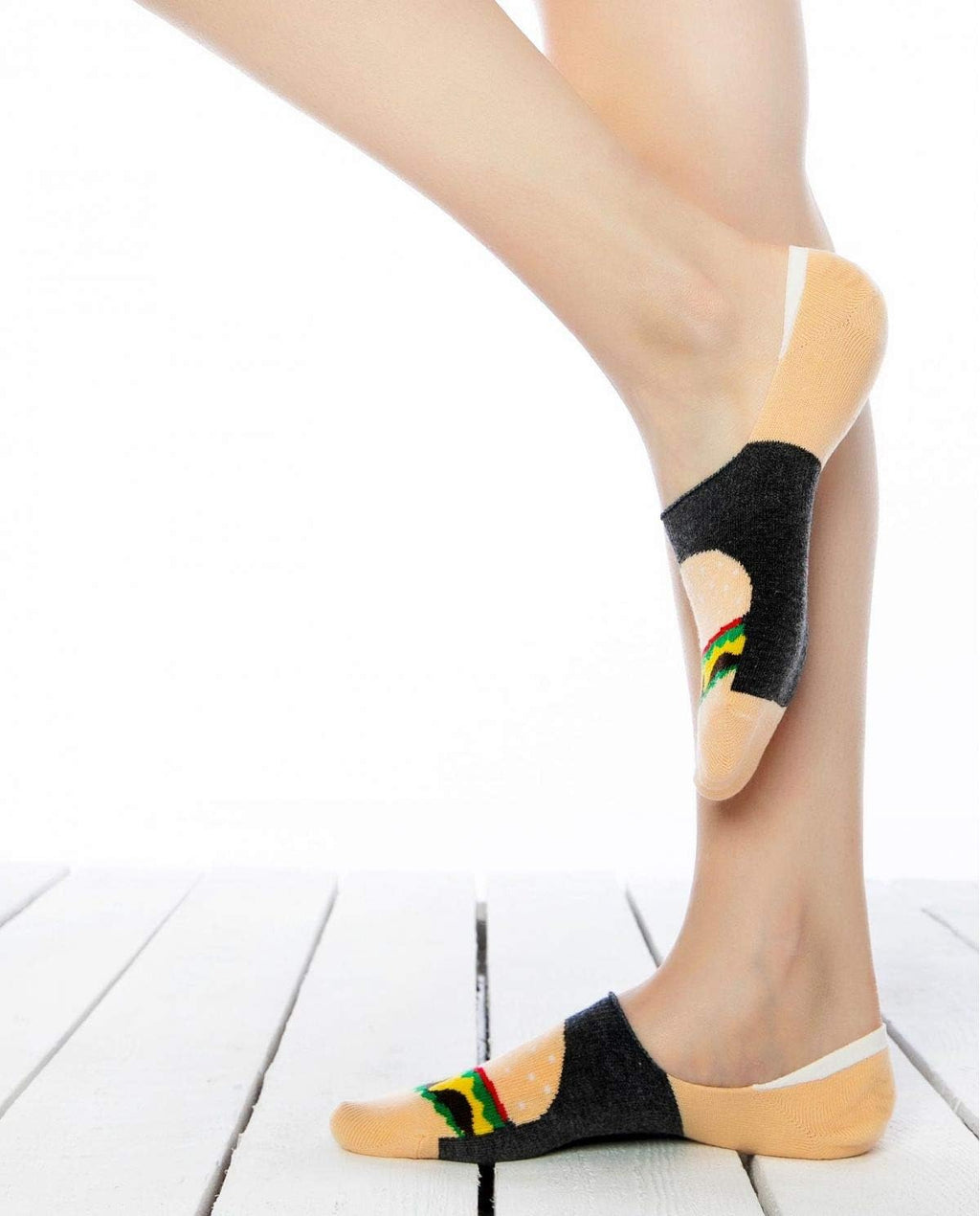 No Show Funny Food Socks Hamburgers
