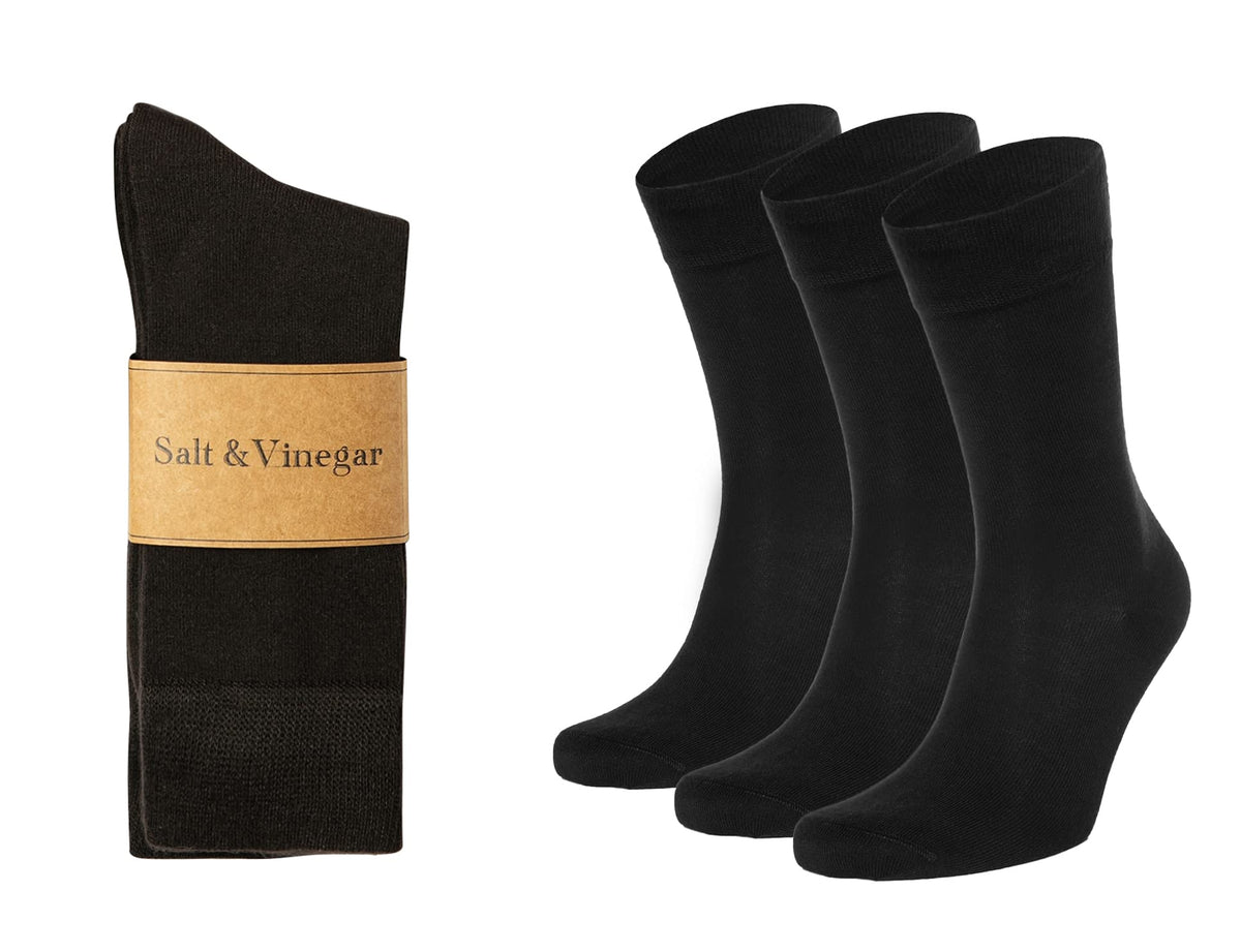Salt & Vinegar Mens & Womens Bamboo Socks, 3 Pack Dress Socks, Soft Comfy Natural, Seamless Toe, UK Size 4-7 & 7-11