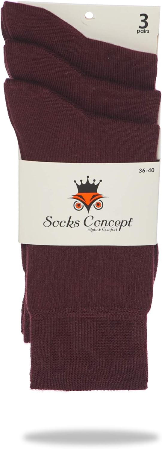 Bamboo Set of 3 Dress Socks, Seamless Toe Wine