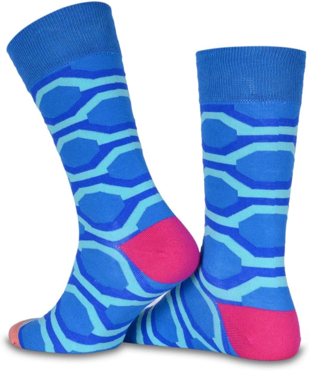 Blue Hexagons Funky Novelty Crew Socks