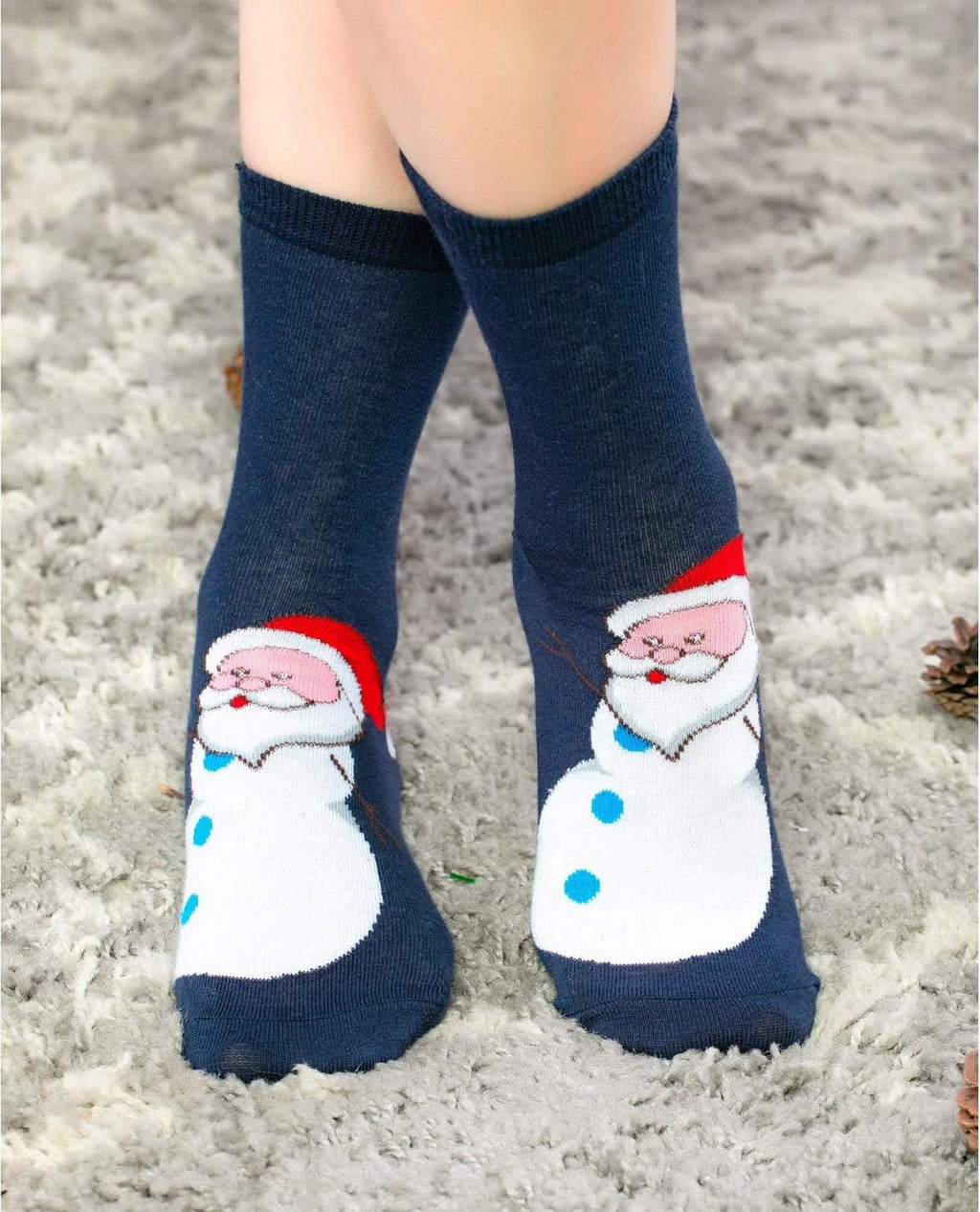 Snowman Santa Christmas Unisex Socks Navy