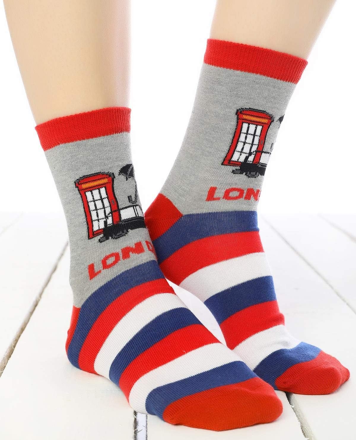 Black cap and red phone box themed sock