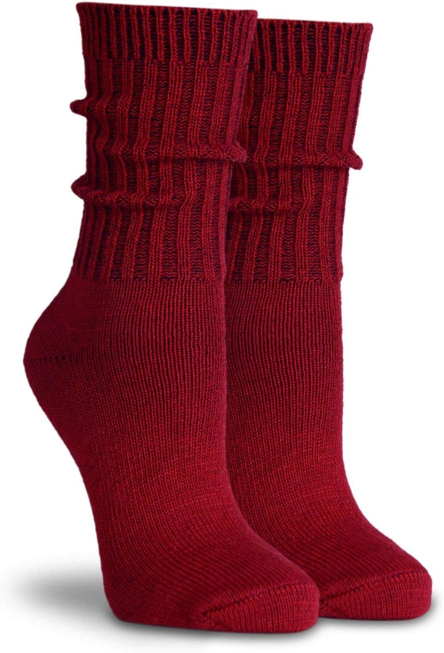 Wool Winter Crew Socks Red