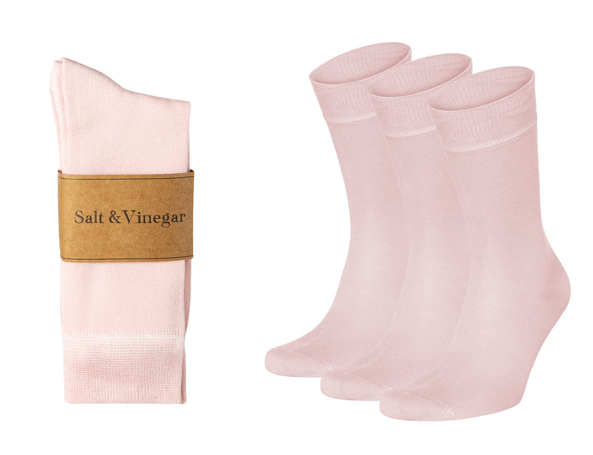 Salt & Vinegar Mens & Womens Bamboo Socks, 3 Pack Dress Socks, Soft Comfy Natural, Seamless Toe, UK Size 4-7 & 7-11