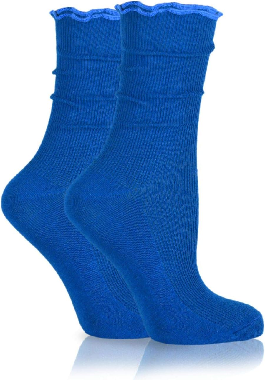 Ruffle Ankle Socks Dress Socks Blue