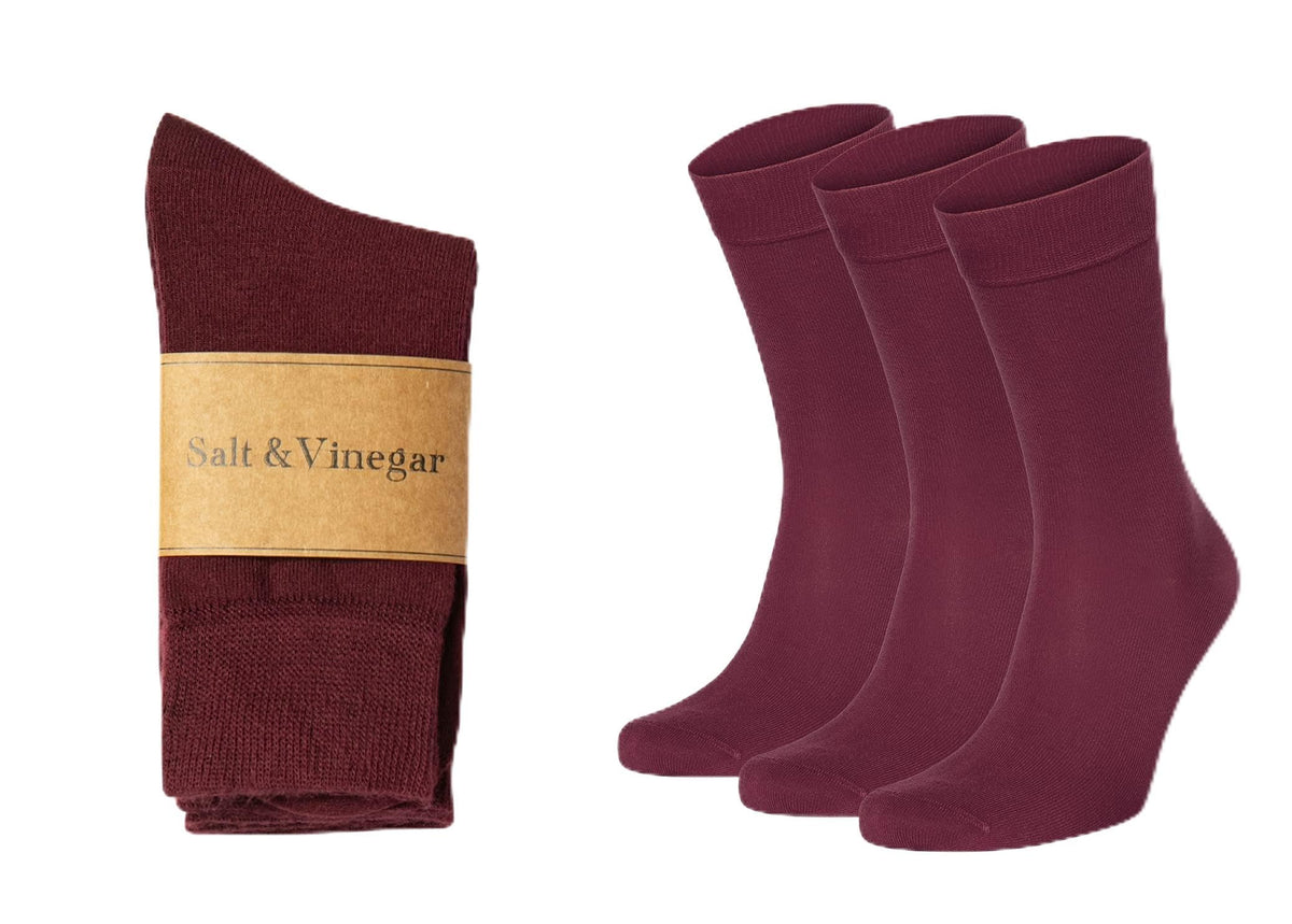 Salt & Vinegar Mens & Womens Bamboo Socks, 3 Pack Dress Socks, Soft Comfy Natural, Seamless Toe, UK Size 4-7 & 7-11