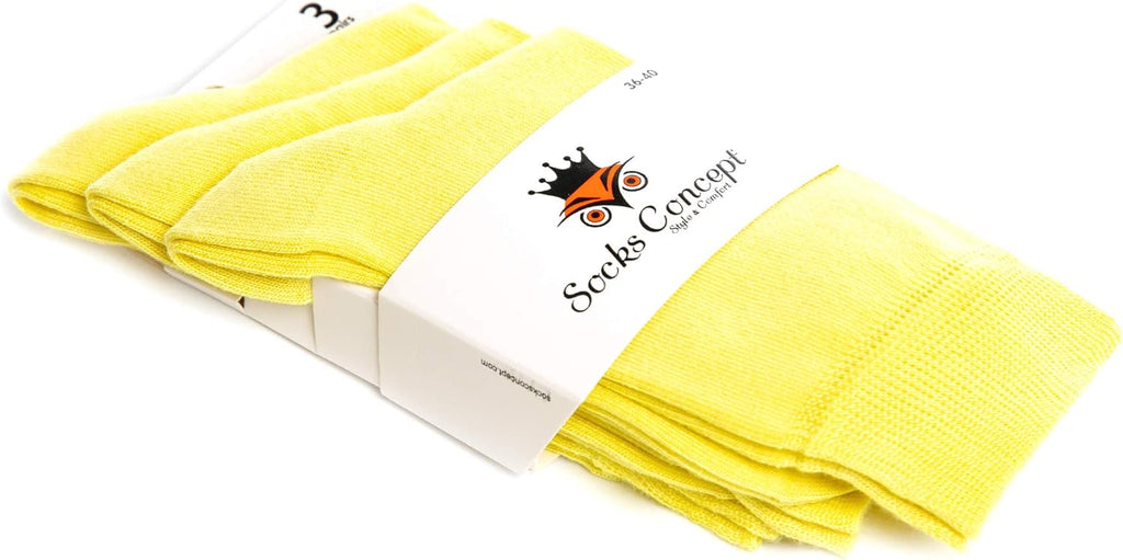 Bamboo Set of 3 Dress Socks, Seamless Toe Banana Yellow