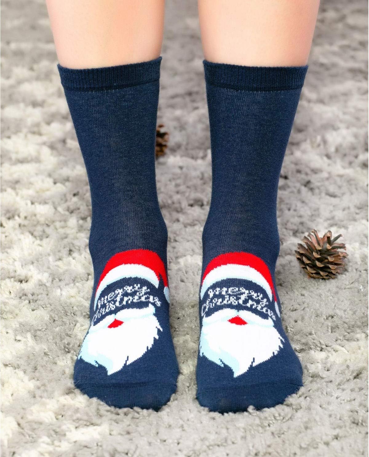 Santa Christmas Unisex Socks Navy
