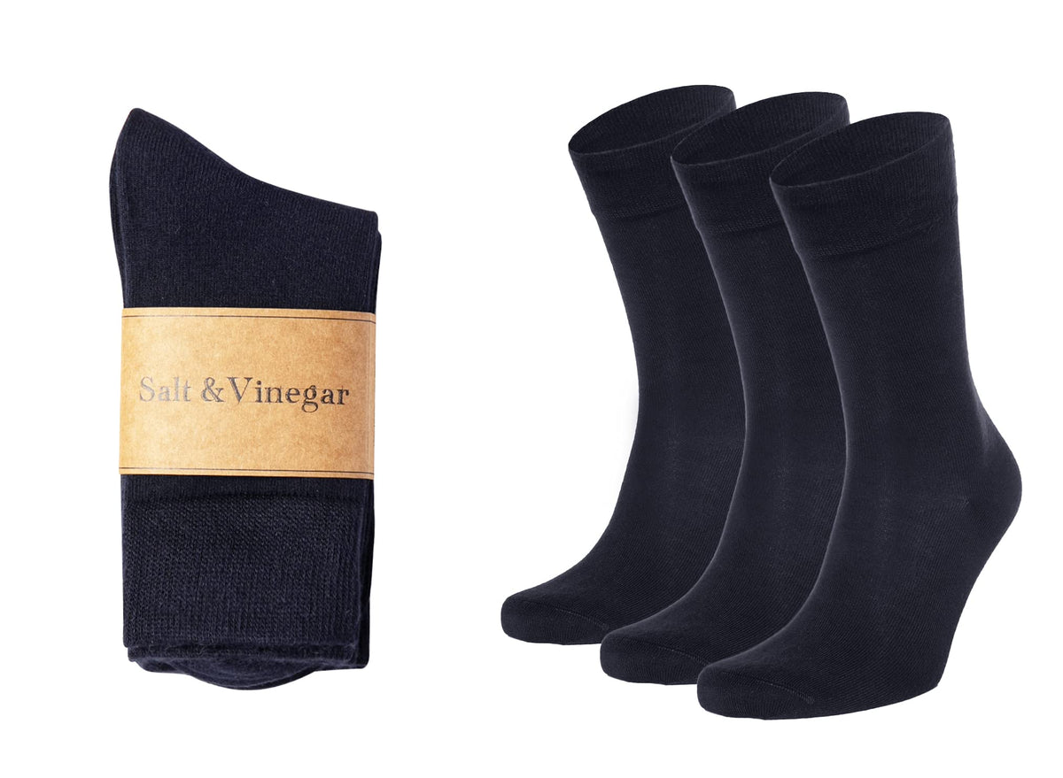 Salt & Vinegar Mens & Womens Bamboo Socks, 3 Pack Dress Socks, Soft Comfy Natural, Seamless Toe, UK Size 4-7 & 7-11