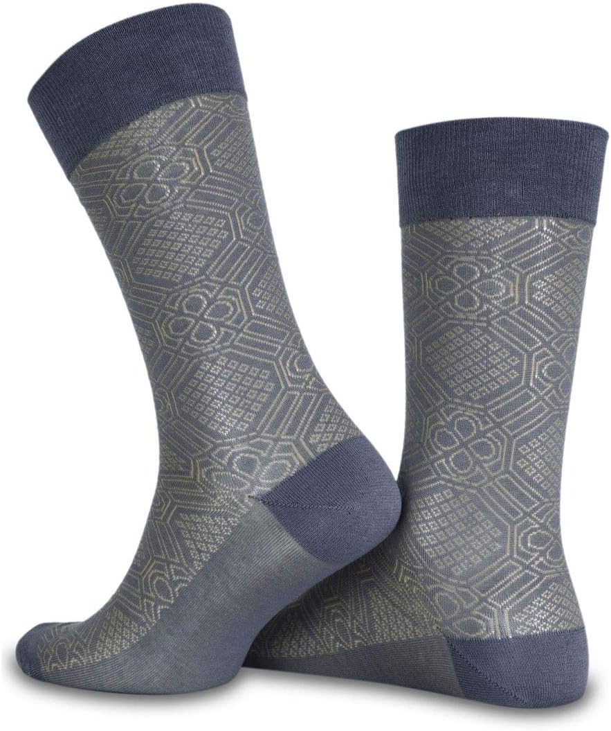 Patterned Crew Bamboo Socks Light Grey