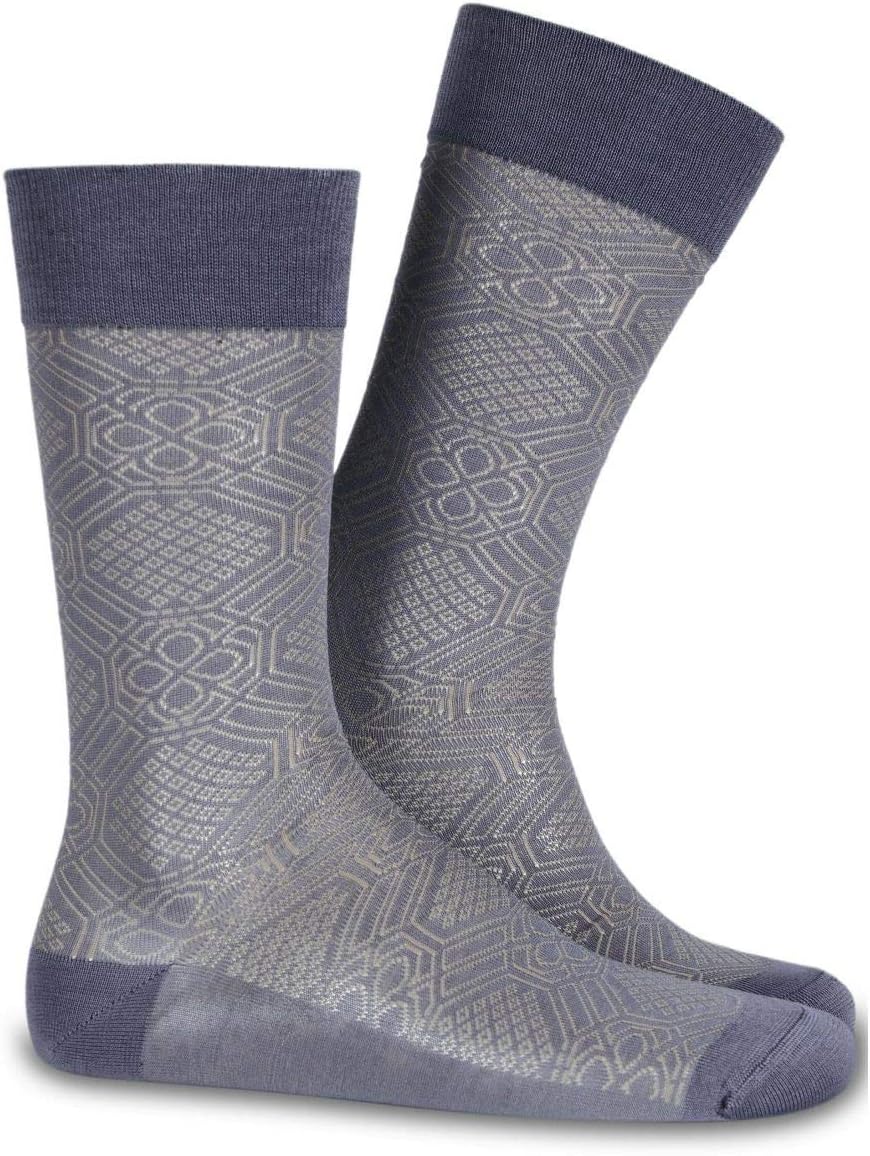 Patterned Crew Bamboo Socks Light Grey