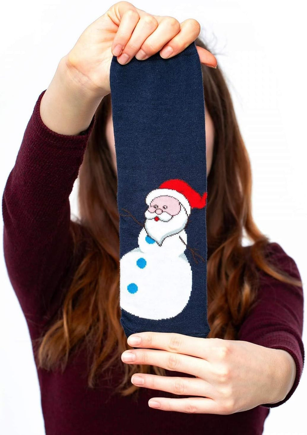 Snowman Santa Christmas Unisex Socks Navy