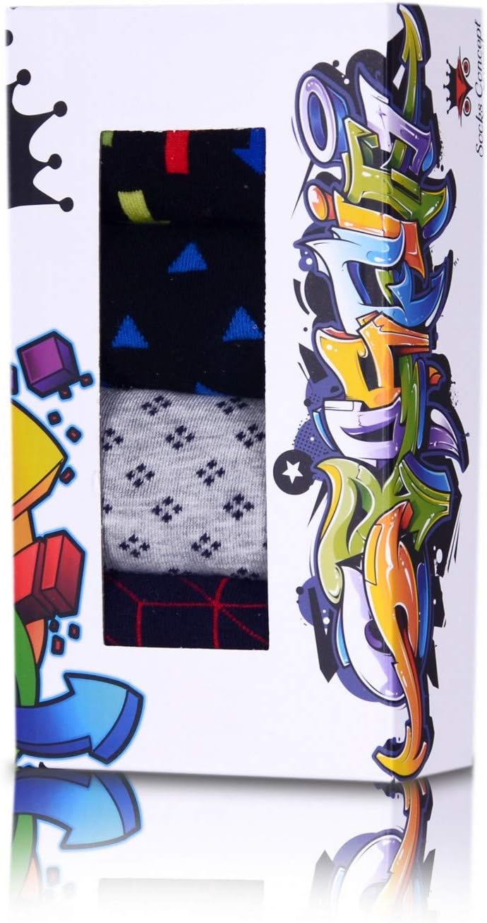 Funky Socks Set of 4 in Gift Box Geometry Novelty Socks