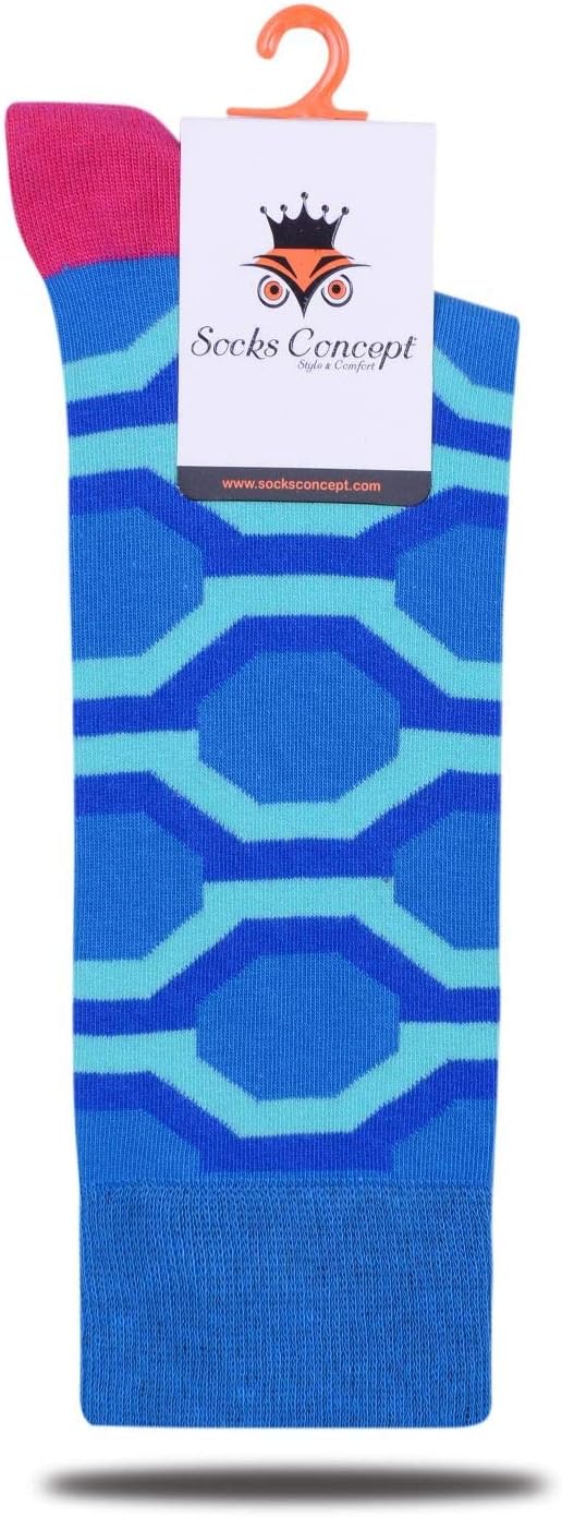 Blue Hexagons Funky Novelty Crew Socks