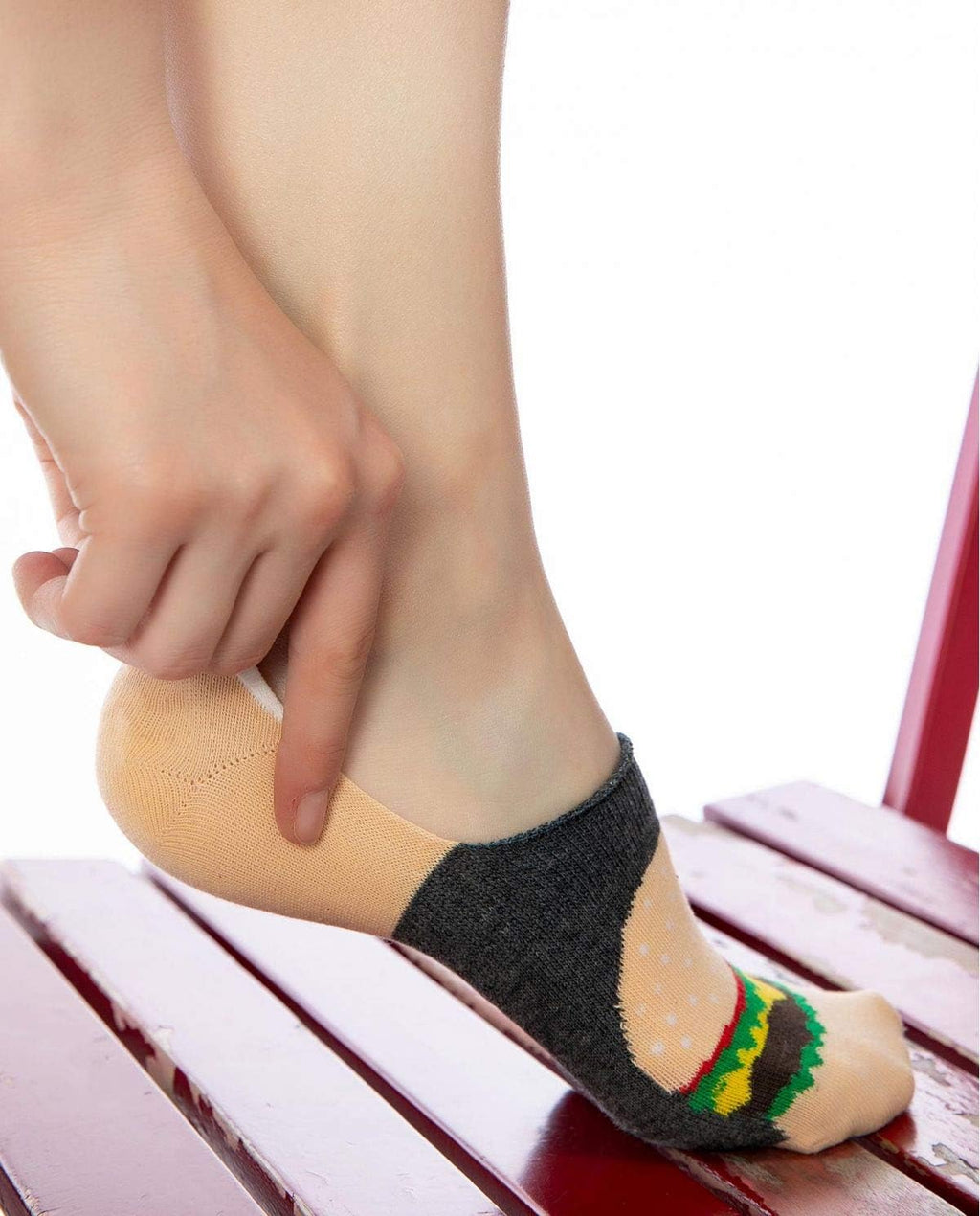 No Show Funny Food Socks Hamburgers