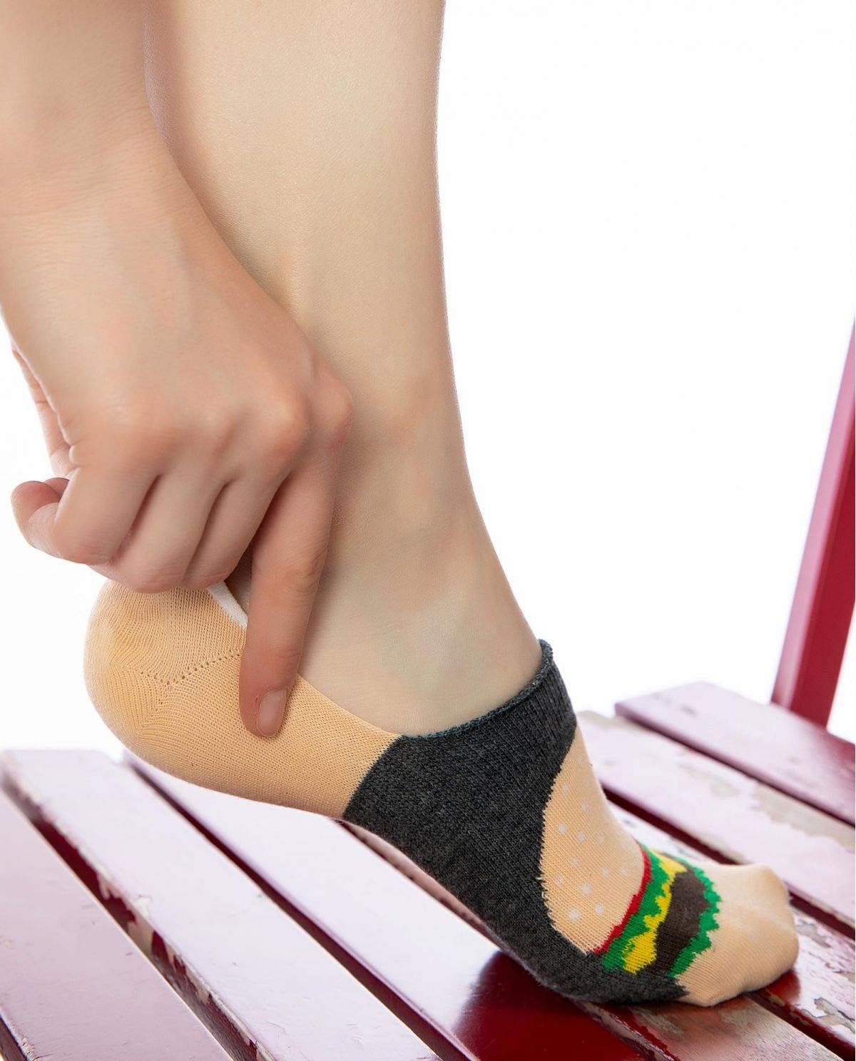 No Show Funny Food Socks Hamburgers
