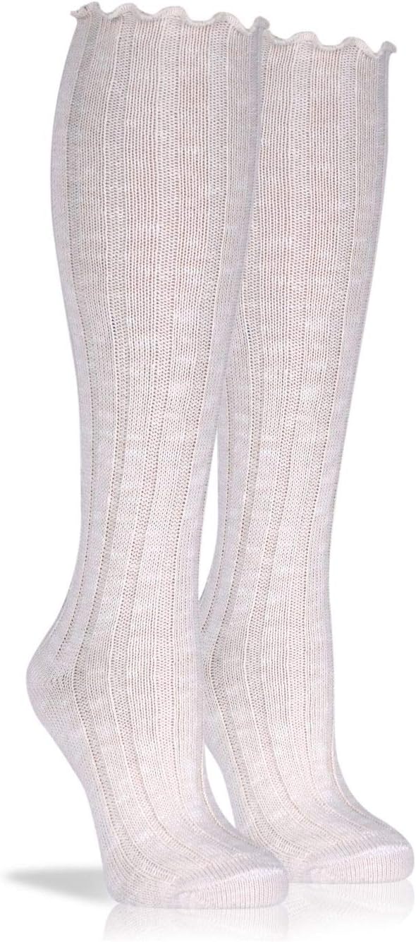Girls Over Knee High Socks for Winter Ecru