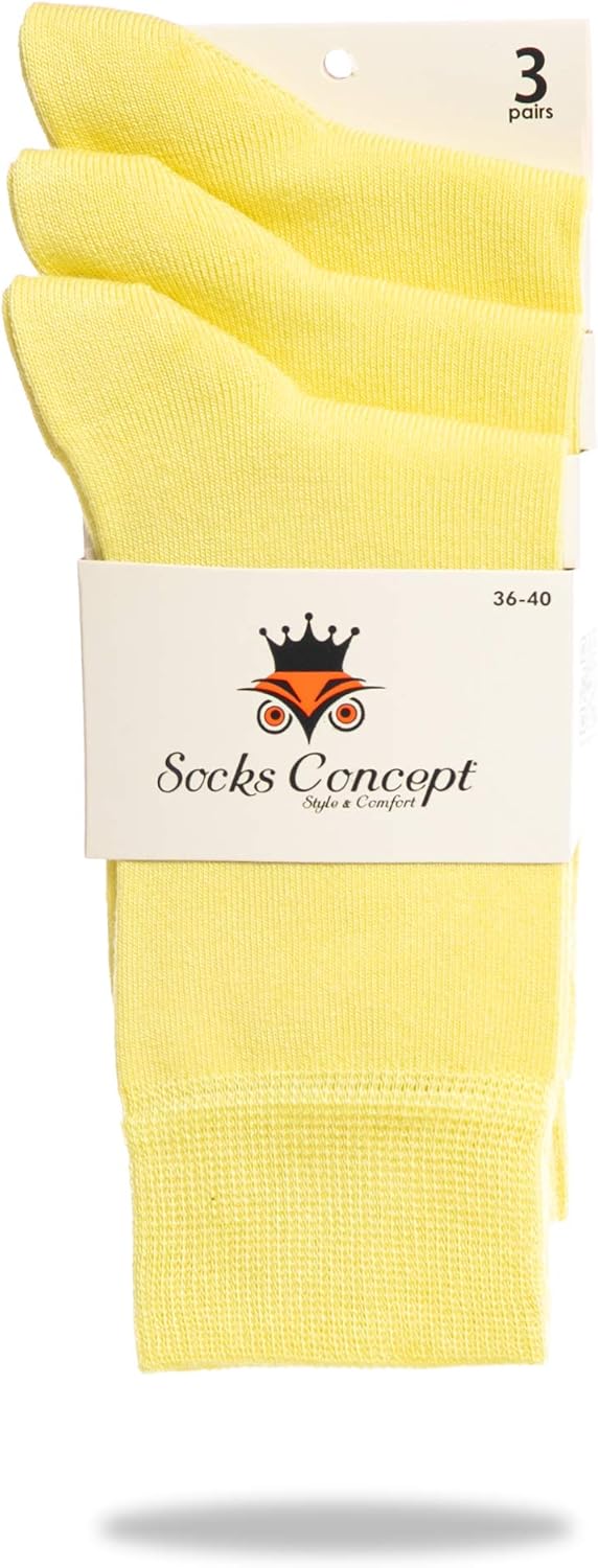 Bamboo Set of 3 Dress Socks, Seamless Toe Banana Yellow