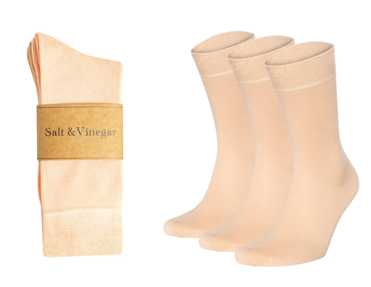 Salt & Vinegar Mens & Womens Bamboo Socks, 3 Pack Dress Socks, Soft Comfy Natural, Seamless Toe, UK Size 4-7 & 7-11
