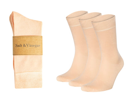 Salt & Vinegar Mens & Womens Bamboo Socks, 3 Pack Dress Socks, Soft Comfy Natural, Seamless Toe, UK Size 4-7 & 7-11