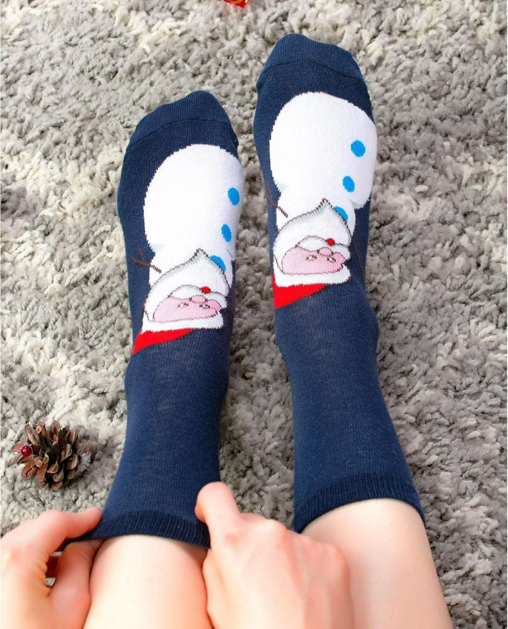 Snowman Santa Christmas Unisex Socks Navy