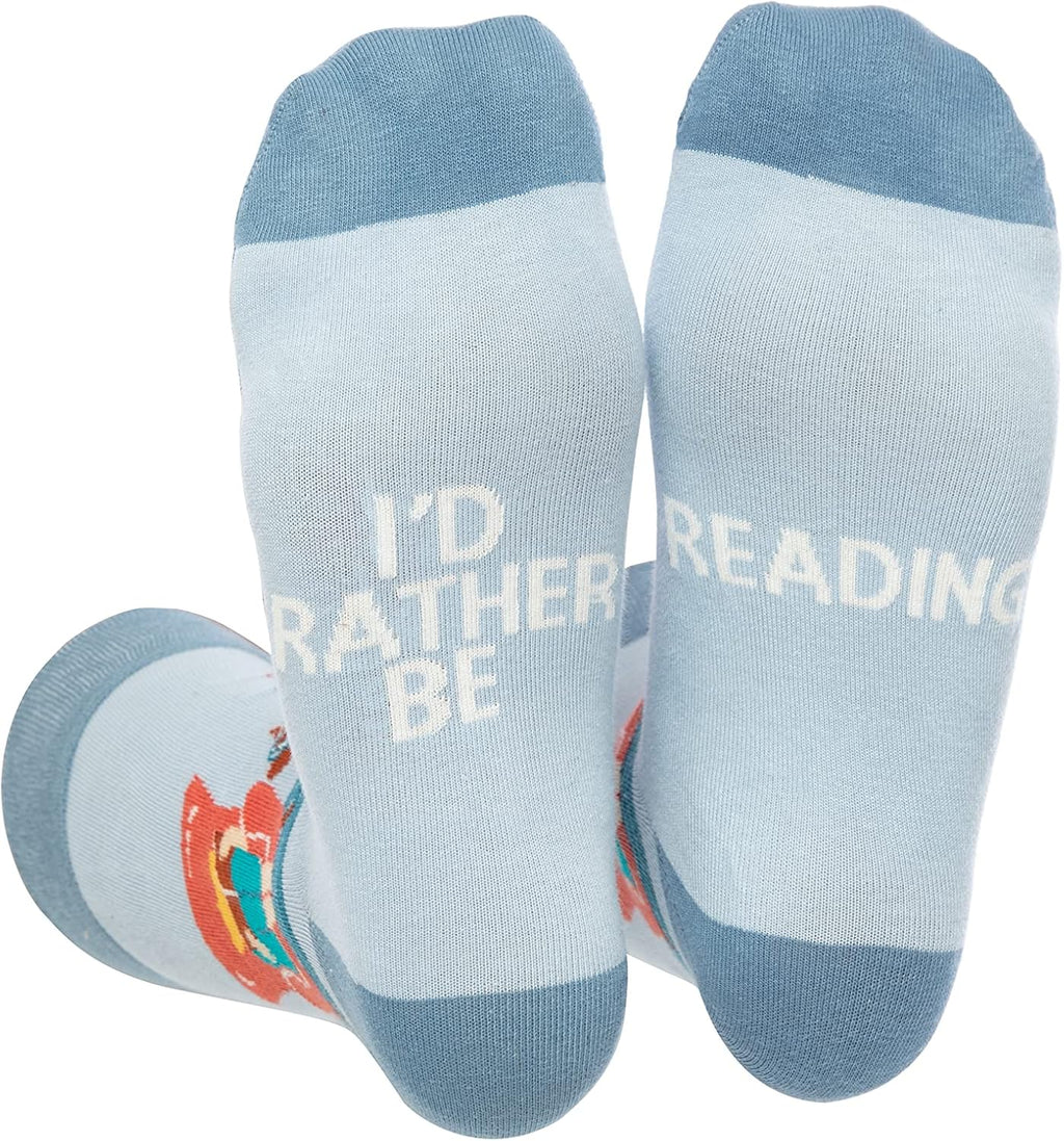 I'd Rather Be Book Lover Funny Novelty Socks