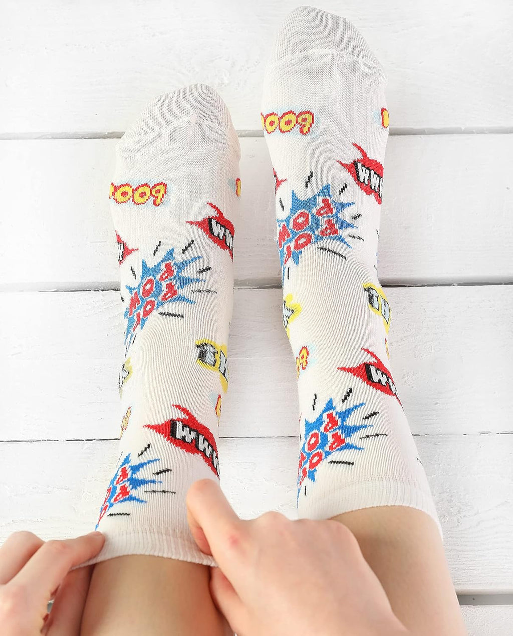 Comic Book Effects Funky Socks White