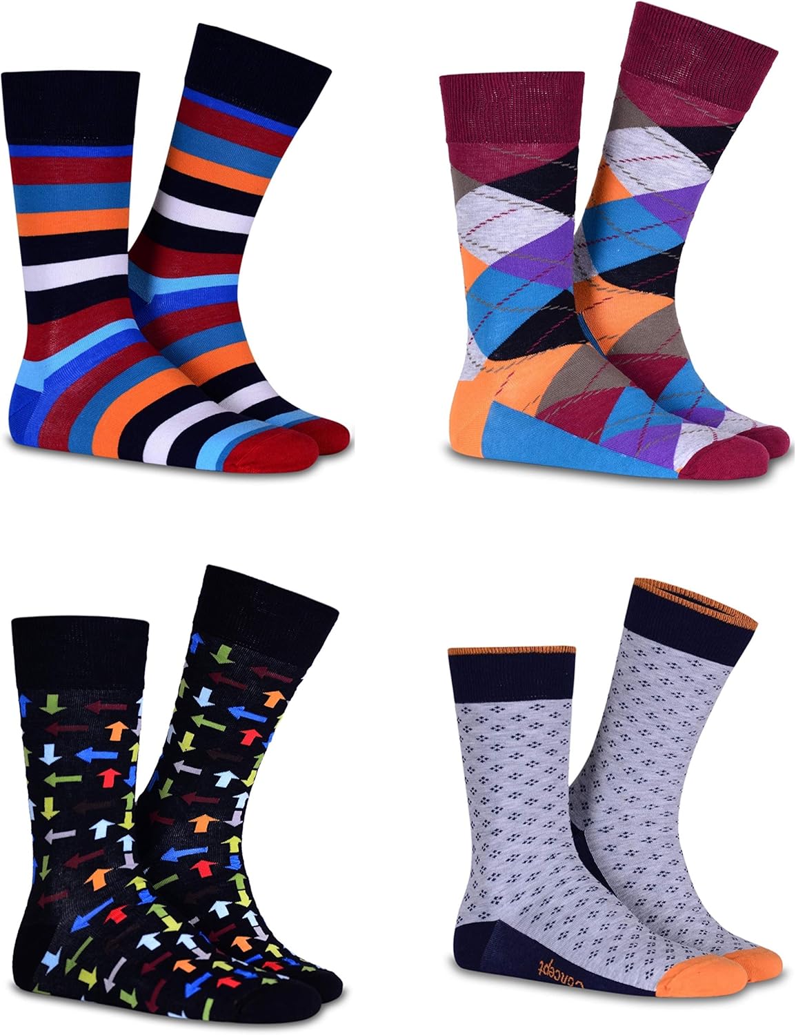 Funky Socks Set of 4 in Gift Box Mix Colour Novelty Socks