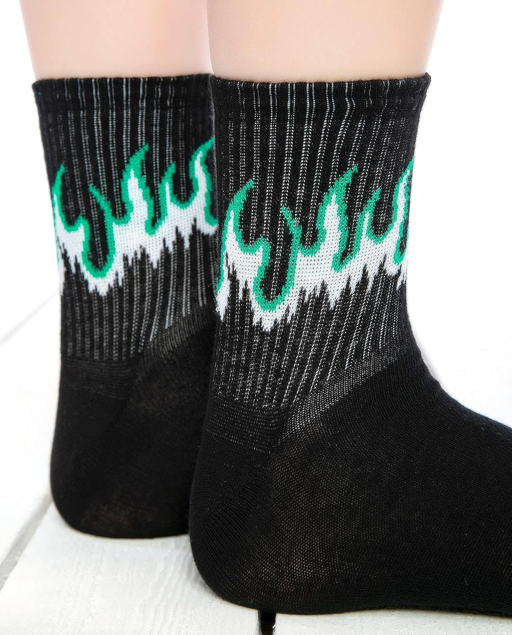 Green Flames Funky Socks