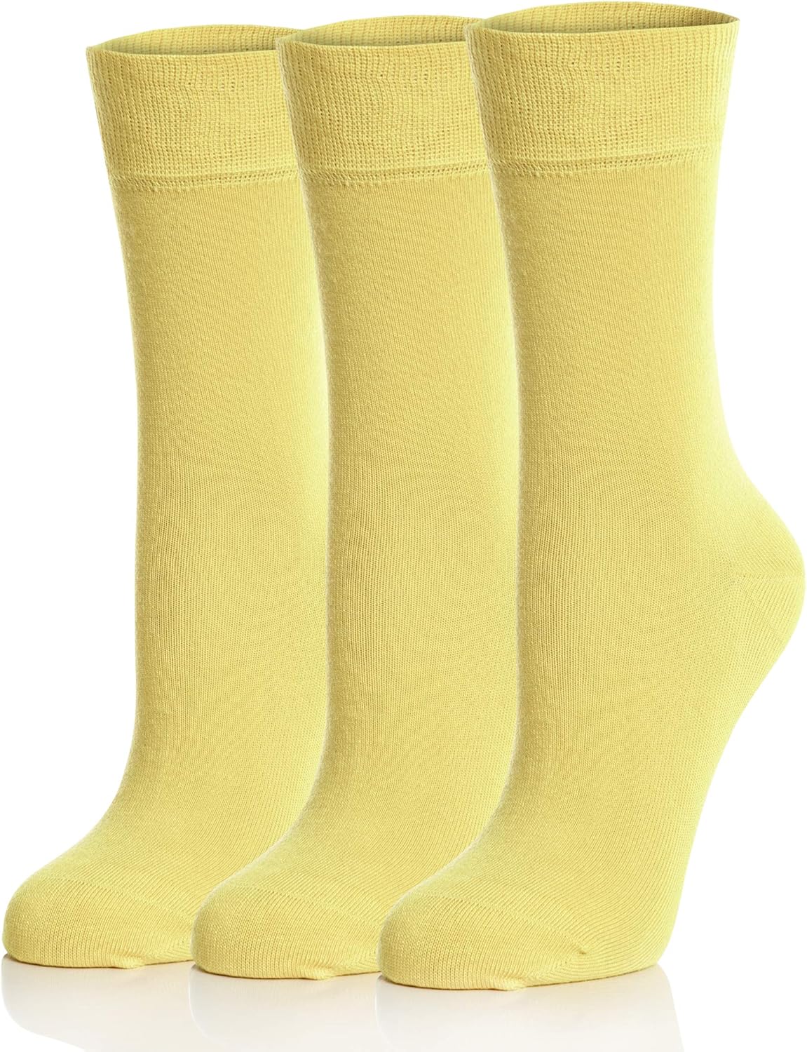 Bamboo Set of 3 Dress Socks, Seamless Toe Banana Yellow