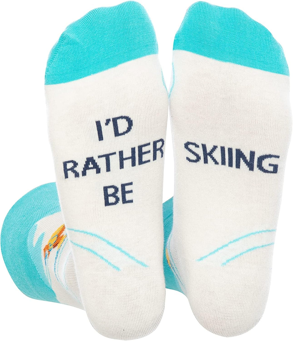I'd Rather Be Skiing Hobby Funny Novelty Socks