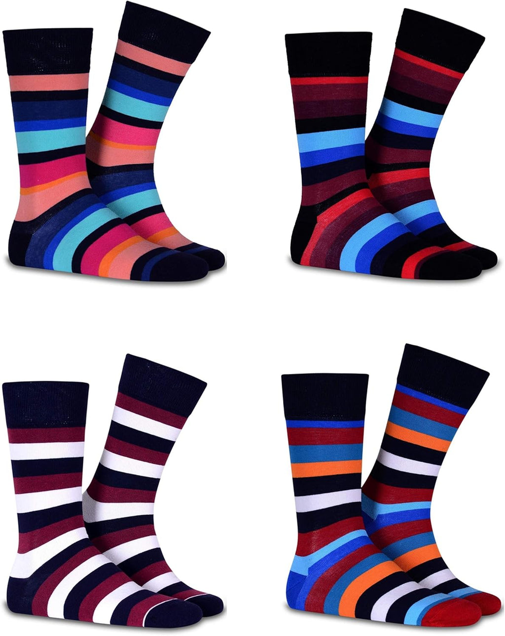 Funky Socks Set of 4 in Gift Box Striped Novelty Socks Size7 11