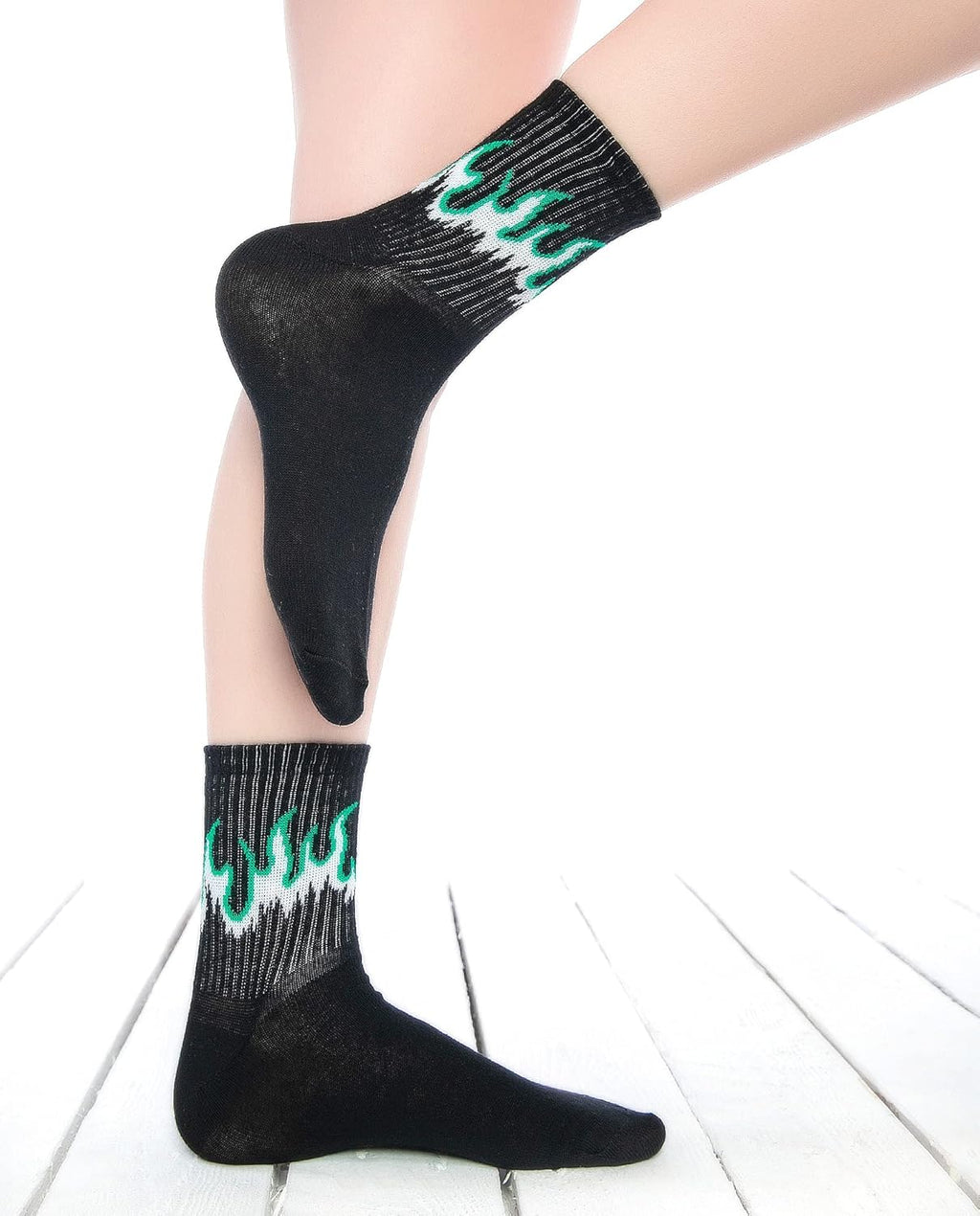 Green Flames Funky Socks