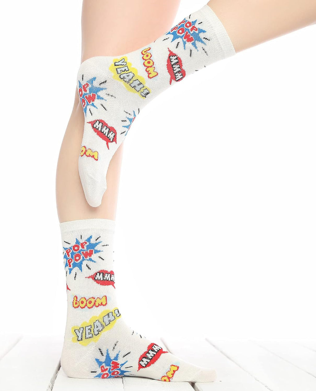 Comic Book Effects Funky Socks White