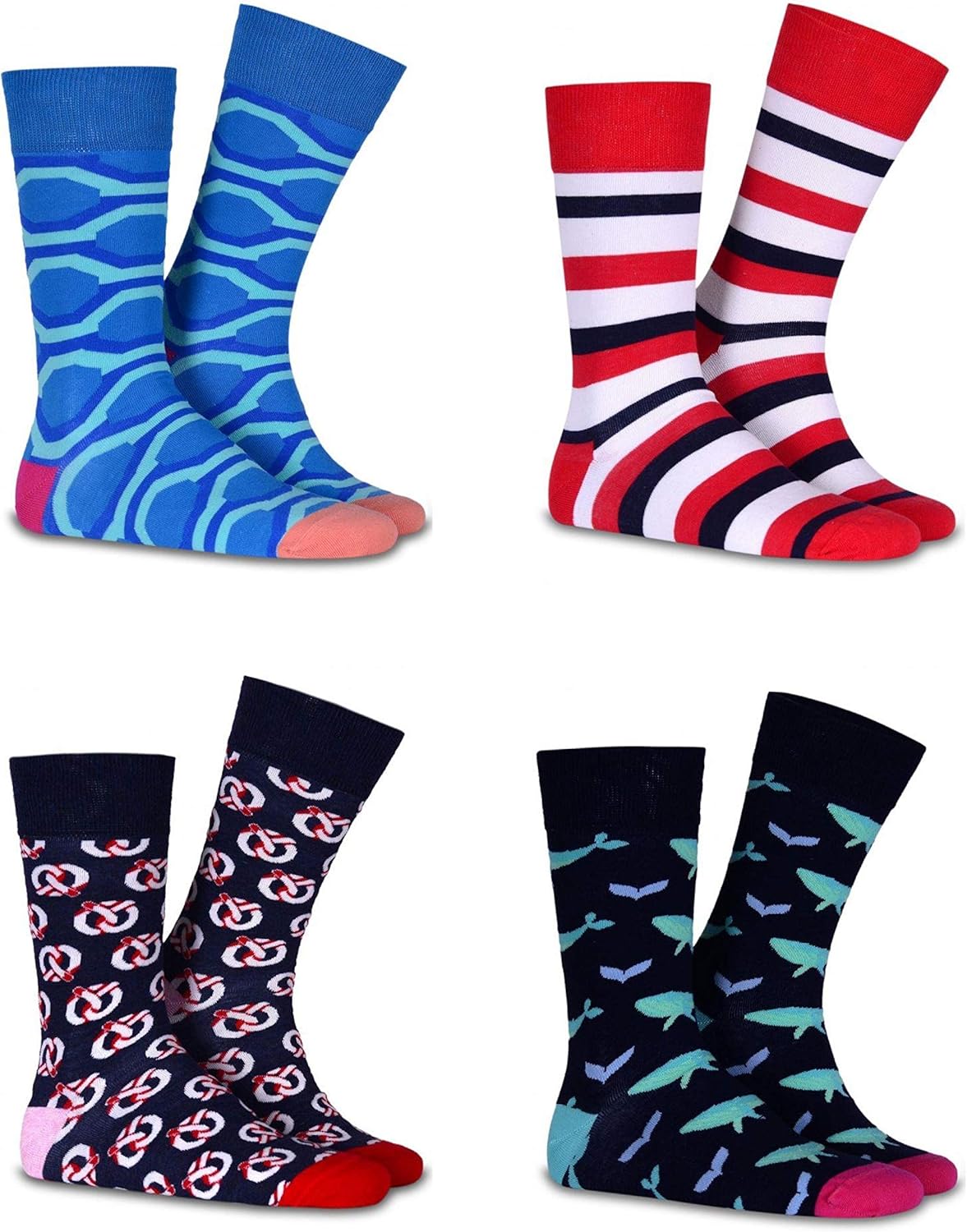 Funky Socks Set of 4 in Gift Box Sailor Novelty Socks