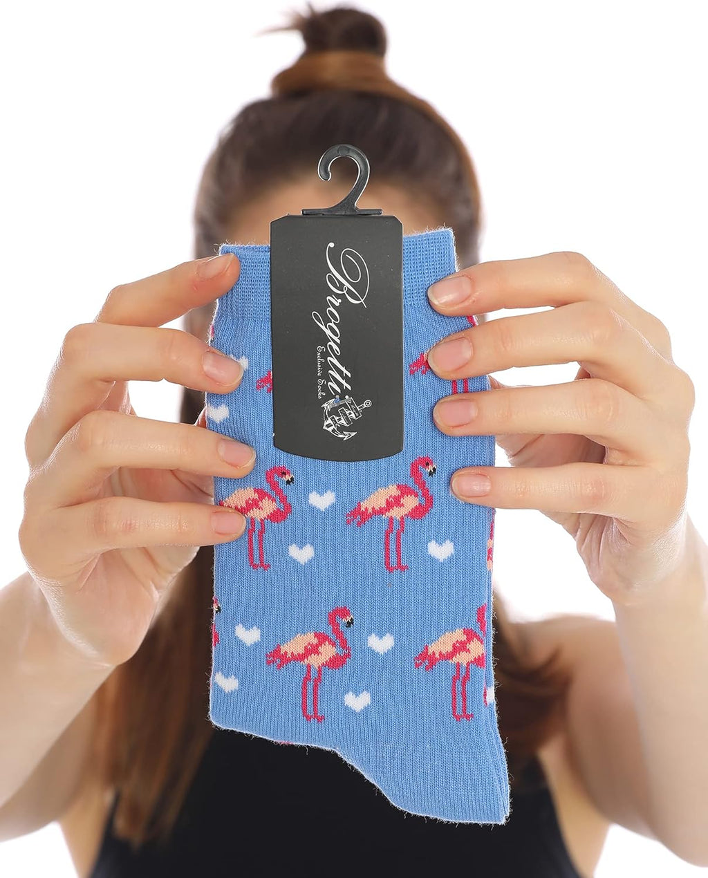 Flamingo Patterned Crew Socks Blue