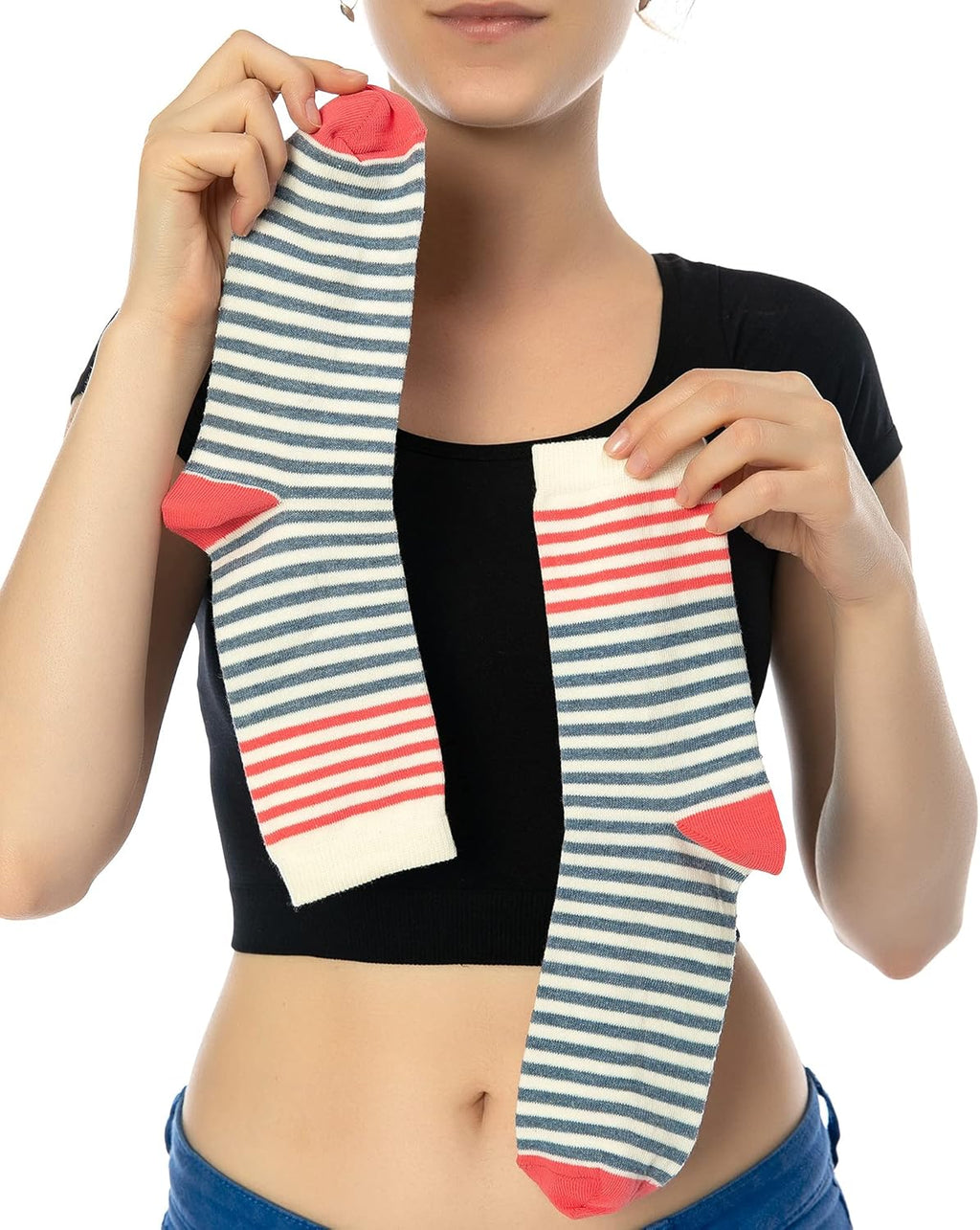 Pink and Blue Striped Funky Socks