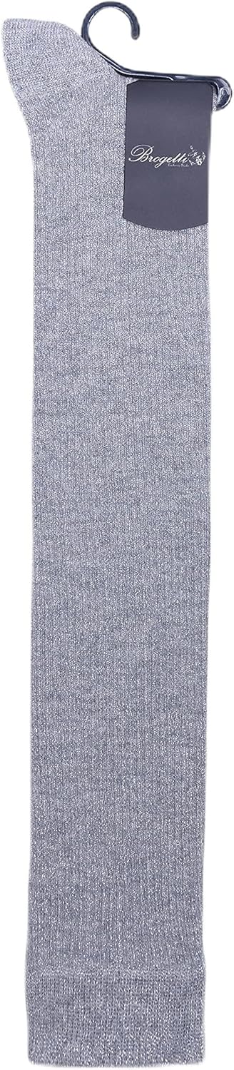 Girls Over Knee High Socks Grey With Glitter