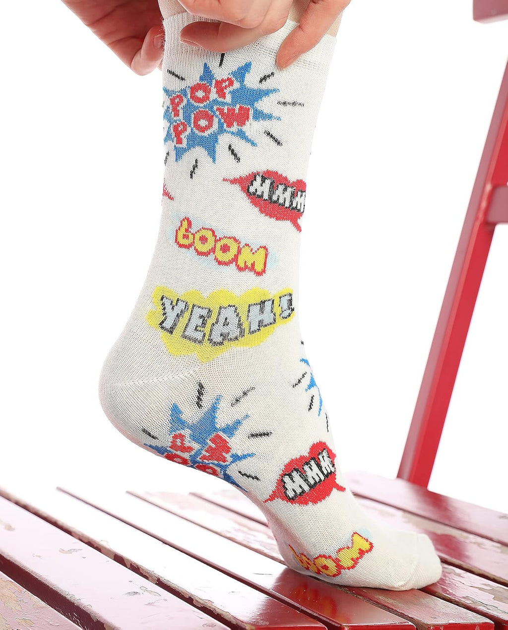 Comic Book Effects Funky Socks White