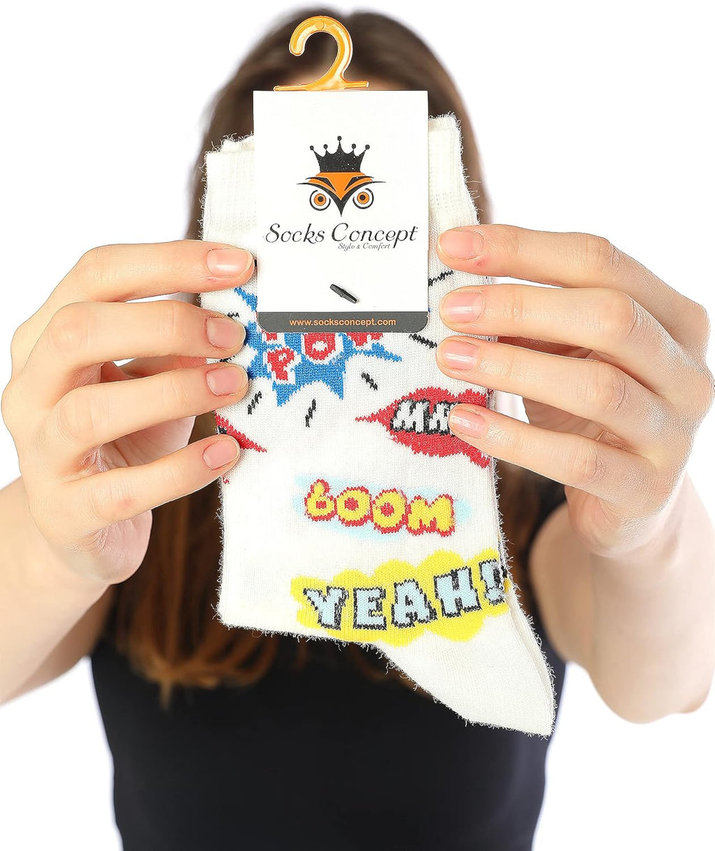 Comic Book Effects Funky Socks White